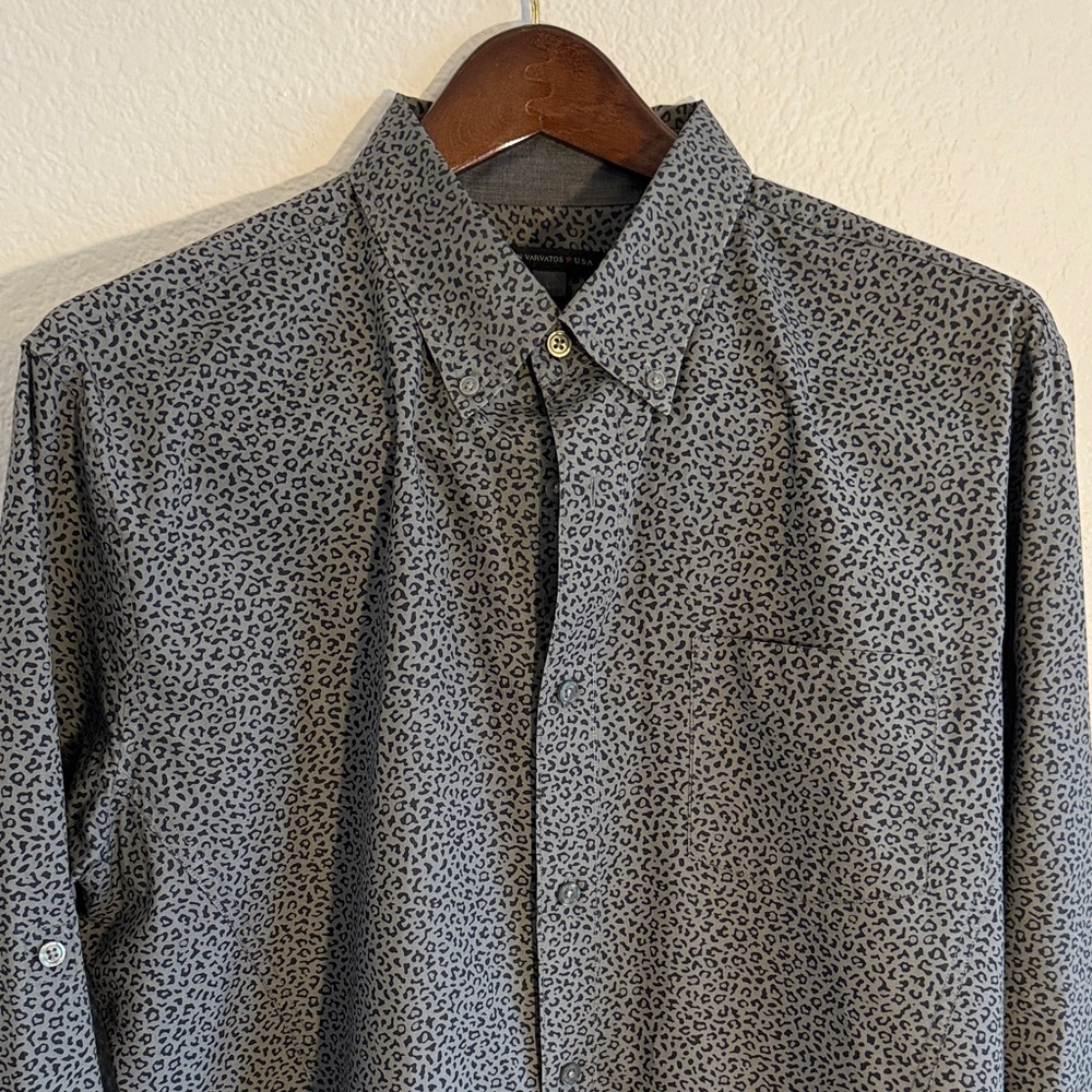 John Varvatos Gray Patterned Button Down Shirt - image 3